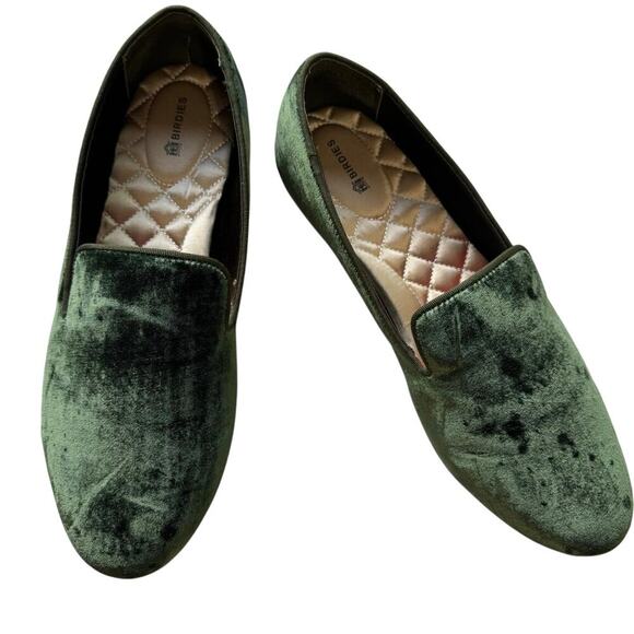 Birdies The Starling Loafers Velvet Semi Formal Flats In Moss Green Size 10 - Picture 10 of 12